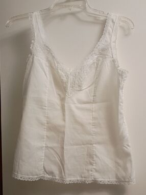 White Lace Trim Camisole Tank